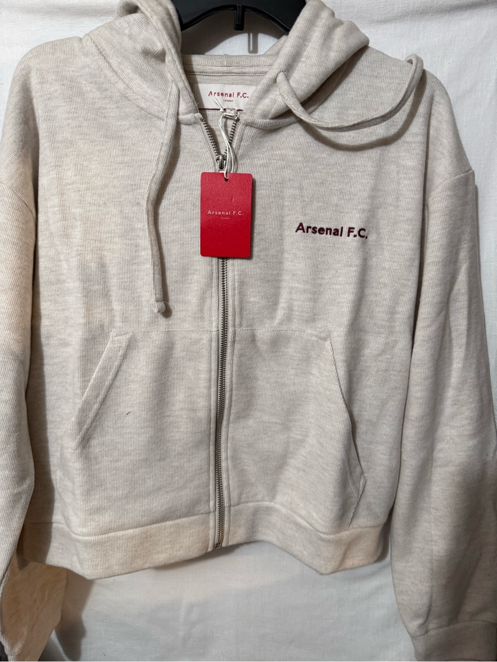 Arsenal F.C. Cream Zip Hoodie, woman, medium